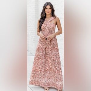 NWOT Pink Lily tribal print halter maxi size Medium